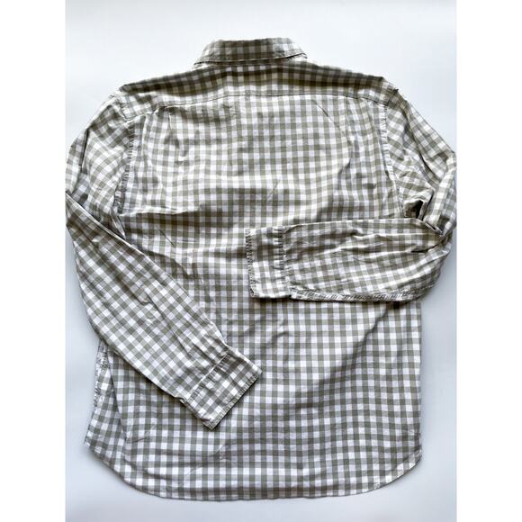 Men's J.Crew Factory Gray and White Checked Dress Shirt Classic Flex Washed XL - Picture 6 of 6